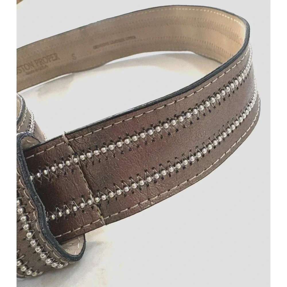 Boston Proper Embellished Gold Metallic Leather Belt‎ Western Rodeo Boho Cowgirl